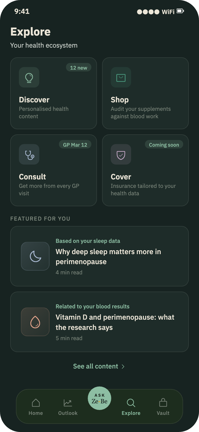 Zebe app — Discover