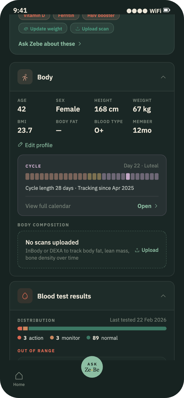 Zebe app — Measure